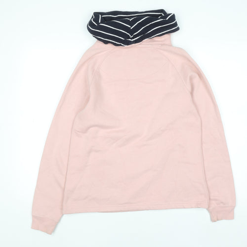 Quba & Co Womens Pink Pullover Hoodie Size 8 Nautical Stripe Neck