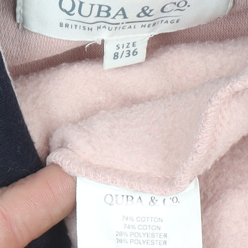 Quba & Co Womens Pink Pullover Hoodie Size 8 Nautical Stripe Neck