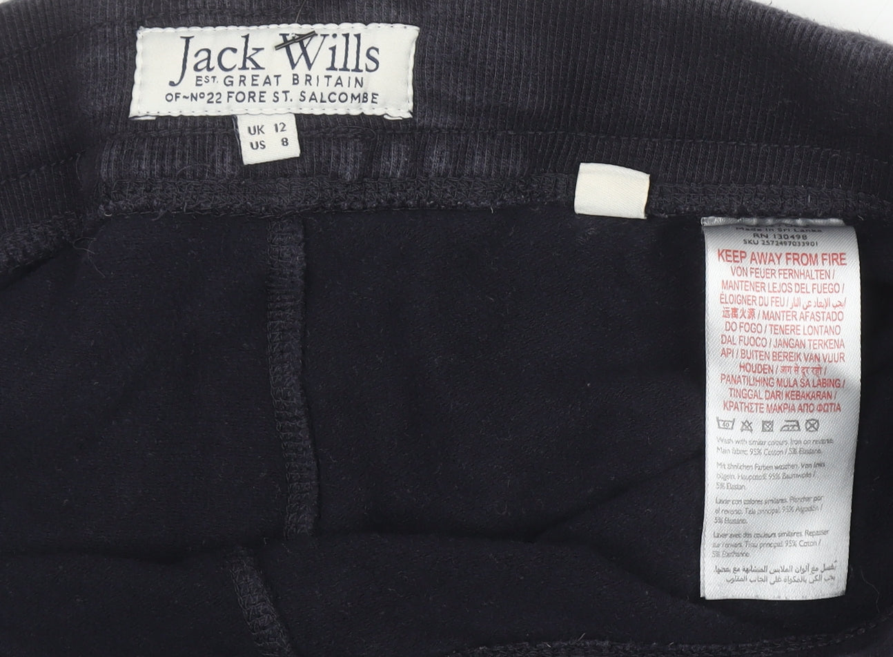 Jack Wills Women's Black Jogger Sweatpants UK 12 Cotton Blend