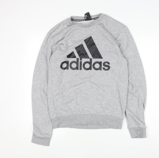 Adidas Mens Grey XS Pullover Crew Neck Logo Sweatshirt