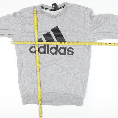 Adidas Mens Grey XS Pullover Crew Neck Logo Sweatshirt