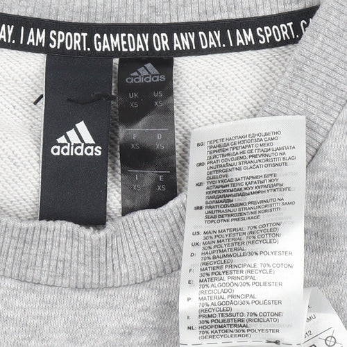 Adidas Mens Grey XS Pullover Crew Neck Logo Sweatshirt