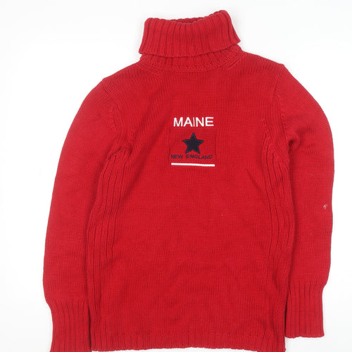 Maine New England Women’s Red Roll Neck Cotton Jumper Size S