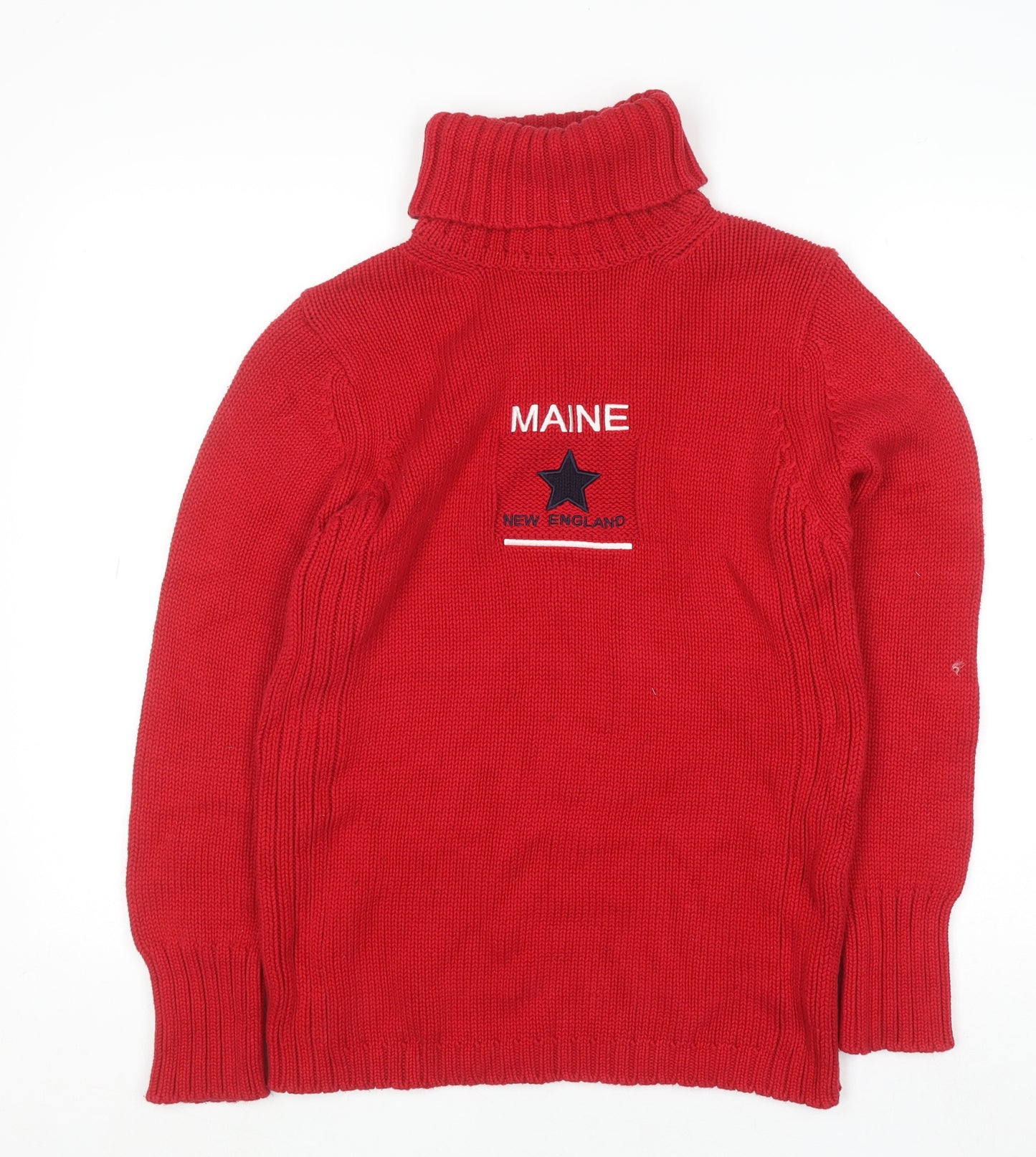 Maine New England Women’s Red Roll Neck Cotton Jumper Size S