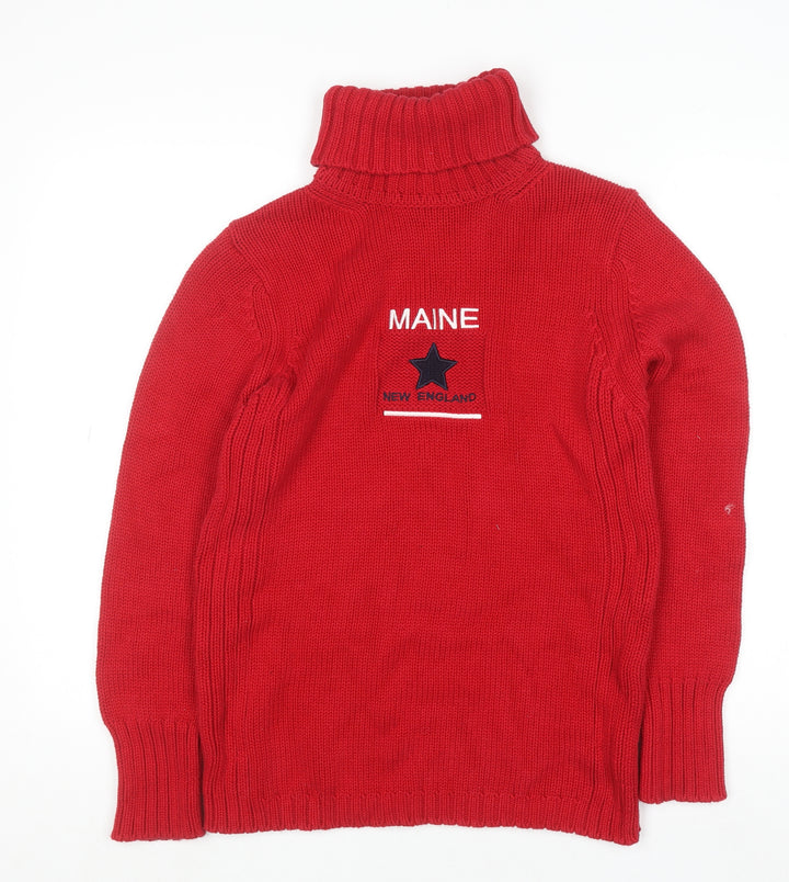 Maine New England Women’s Red Roll Neck Cotton Jumper Size S