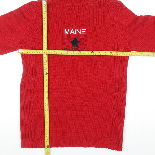Maine New England Women’s Red Roll Neck Cotton Jumper Size S