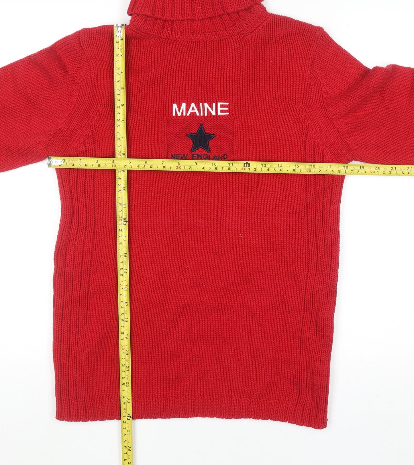 Maine New England Women’s Red Roll Neck Cotton Jumper Size S