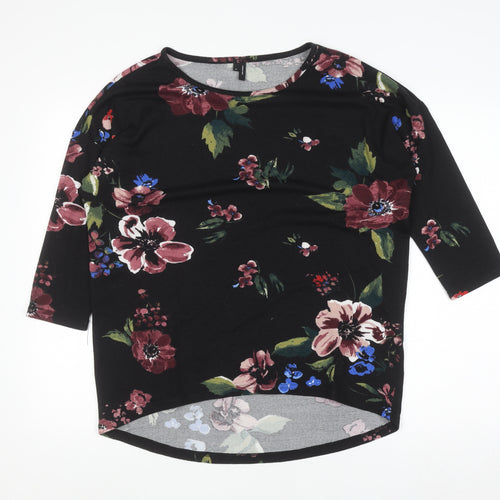 Vero Moda Women's Black Floral 3/4 Sleeve Pullover Jumper M