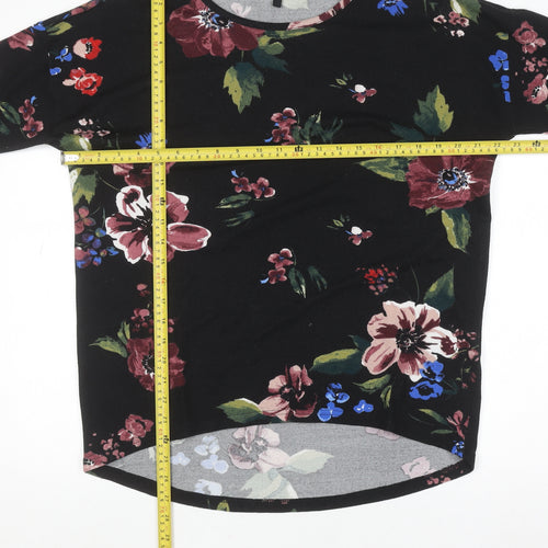Vero Moda Women's Black Floral 3/4 Sleeve Pullover Jumper M