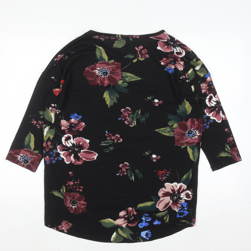 Vero Moda Women's Black Floral 3/4 Sleeve Pullover Jumper M