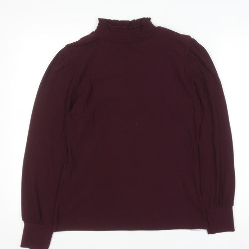 M&Co Women’s Wine Red High Neck Long Sleeve Pullover Jumper Size 16