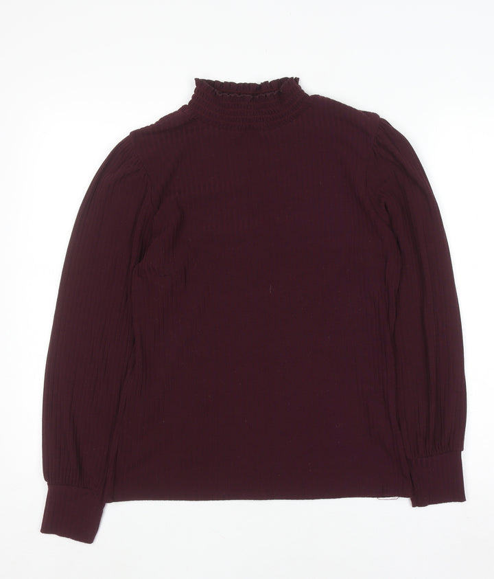 M&Co Women’s Wine Red High Neck Long Sleeve Pullover Jumper Size 16