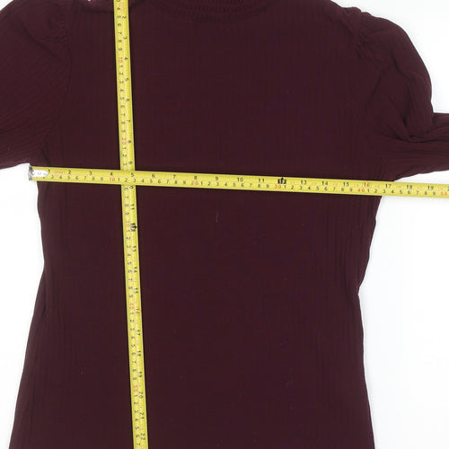 M&Co Women’s Wine Red High Neck Long Sleeve Pullover Jumper Size 16
