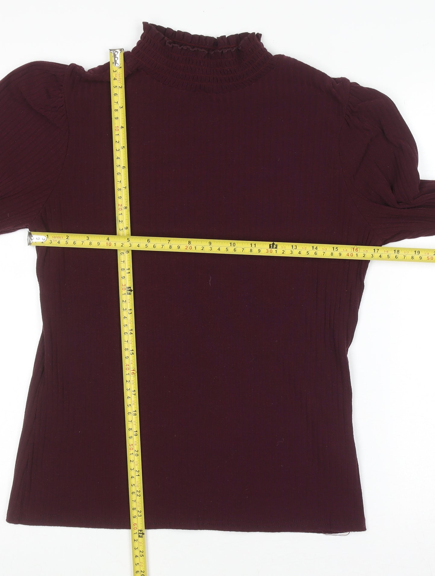 M&Co Women’s Wine Red High Neck Long Sleeve Pullover Jumper Size 16