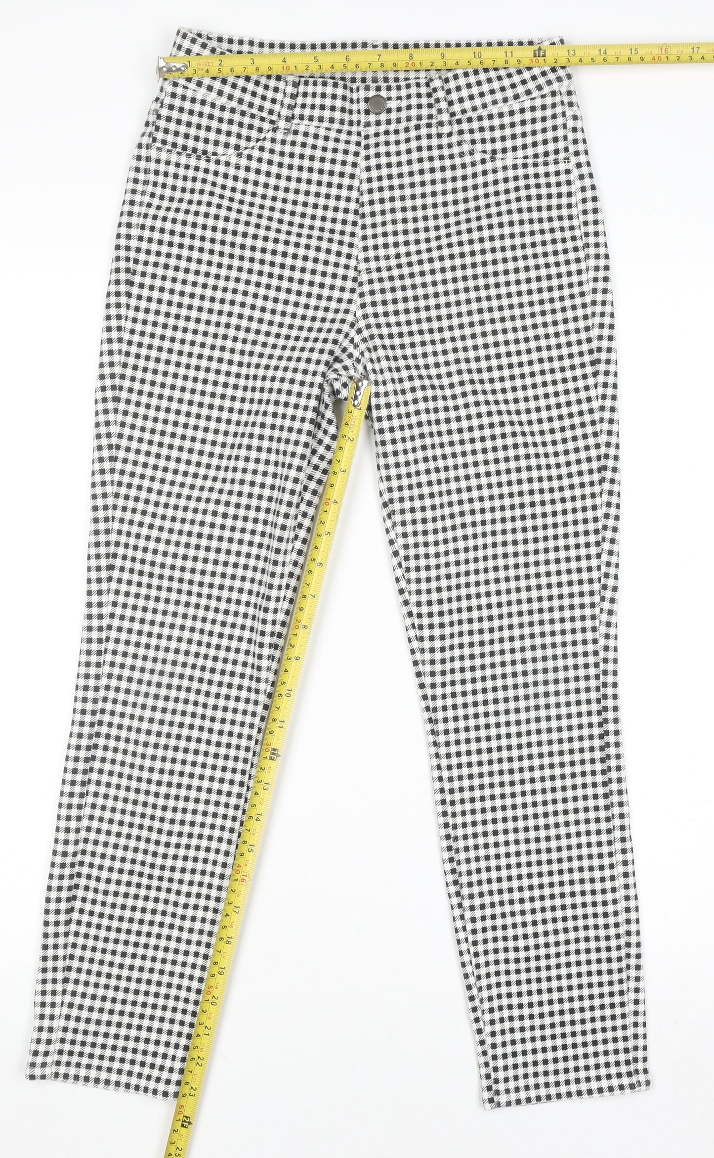 Uniqlo Women Black Check Slim Fit Stretch Cotton Leggings S