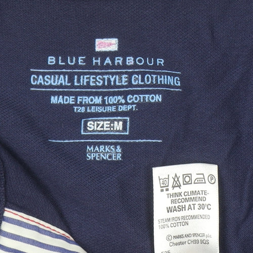 Marks and Spencer Blue Harbour Men's Blue Long Sleeve Cotton Shirt M