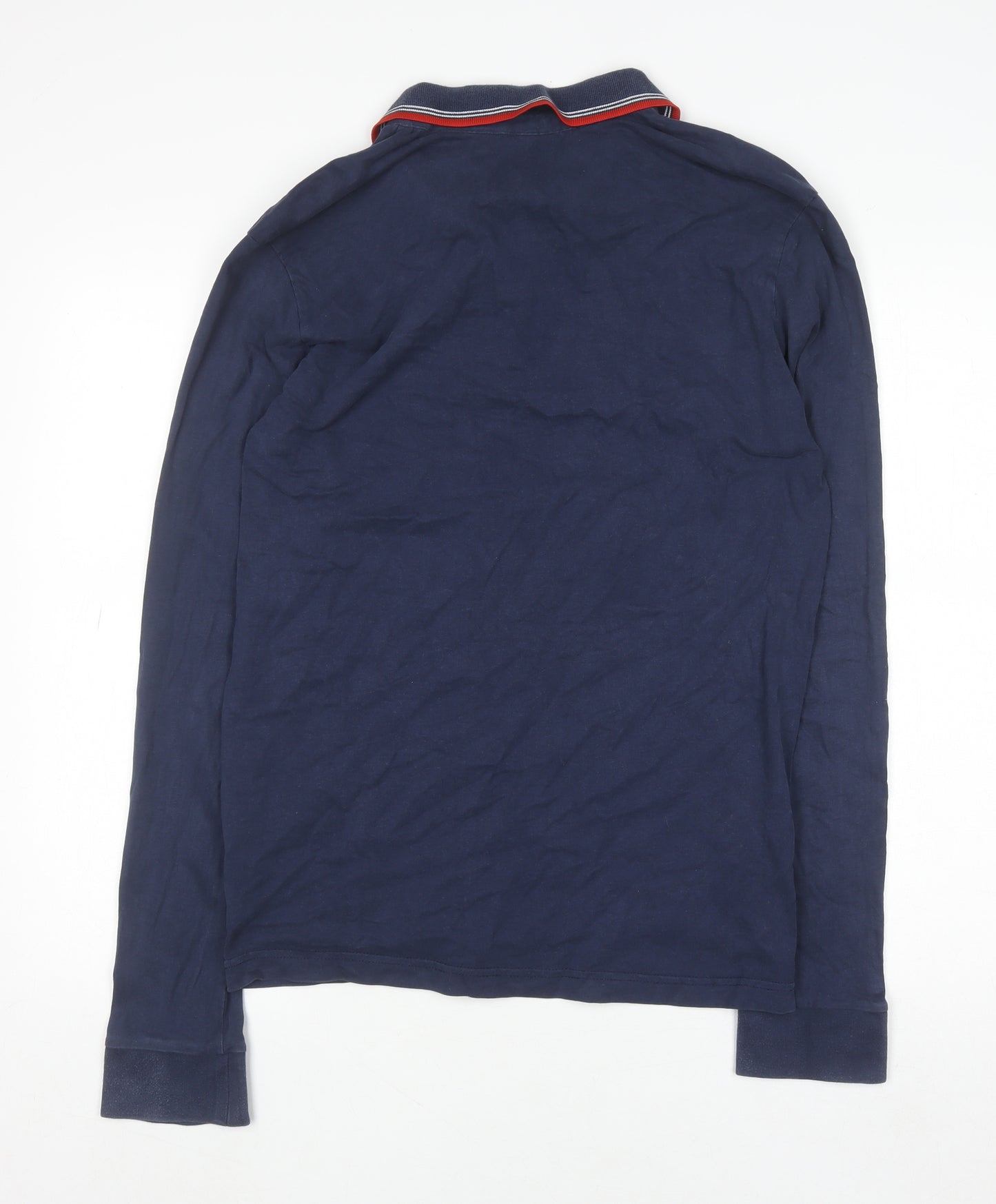 Duck and Cover Men's Blue Long Sleeve Cotton Polo Shirt Size L