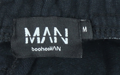 boohooMAN Men’s Black Fleece Jogger Sweatpants Size M Regular Fit