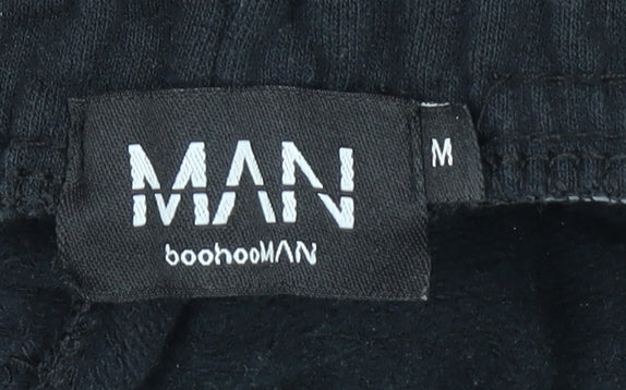 boohooMAN Men’s Black Fleece Jogger Sweatpants Size M Regular Fit