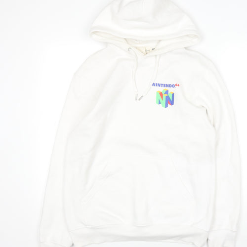 H&M Men’s White Nintendo 64 Graphic Pullover Hoodie Size S