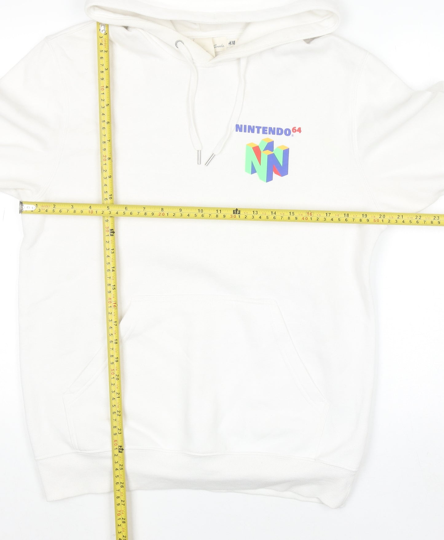 H&M Men’s White Nintendo 64 Graphic Pullover Hoodie Size S