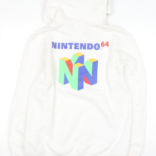 H&M Men’s White Nintendo 64 Graphic Pullover Hoodie Size S