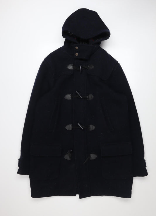 Harbour Bay Men’s Navy Wool Blend Hooded Duffle Coat Medium