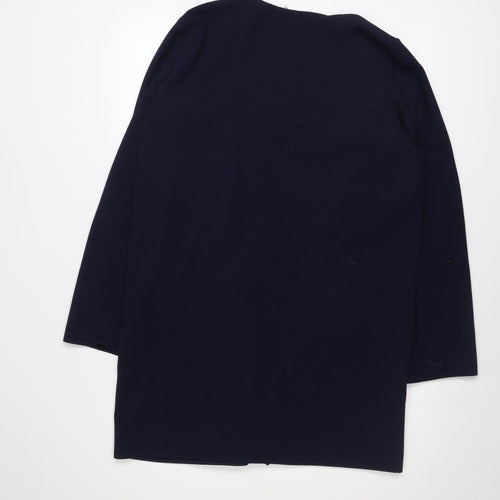 M&Co Women's Blue Size 14 Mid-Length Open Polyester Coatigan