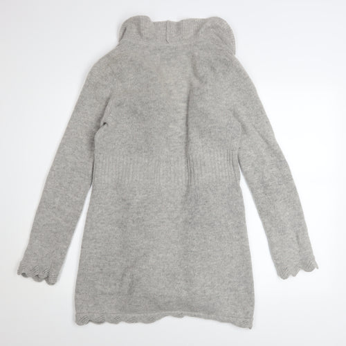 Cynthia Rowley Women Grey Wool Angora Ruffle Cardigan M