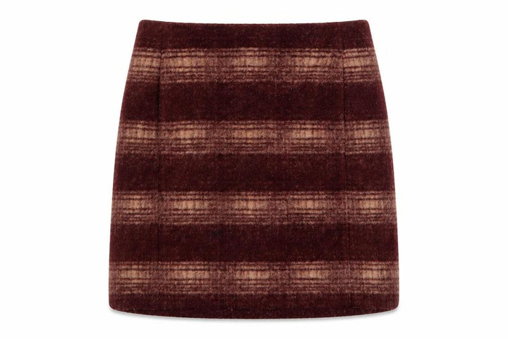 Uniqlo Women Brown Wool Blend Checked Short Skirt L