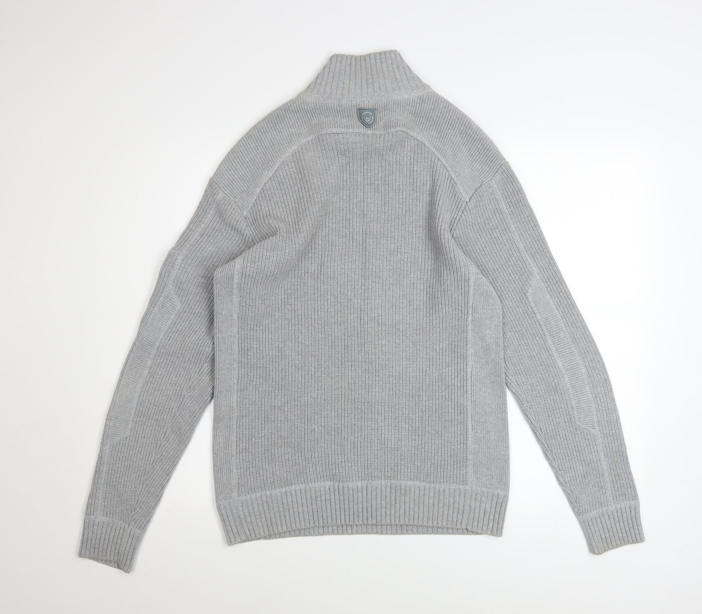 Duck and Cover Mens Grey High Neck Button Pullover Jumper L