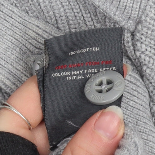 Duck and Cover Mens Grey High Neck Button Pullover Jumper L