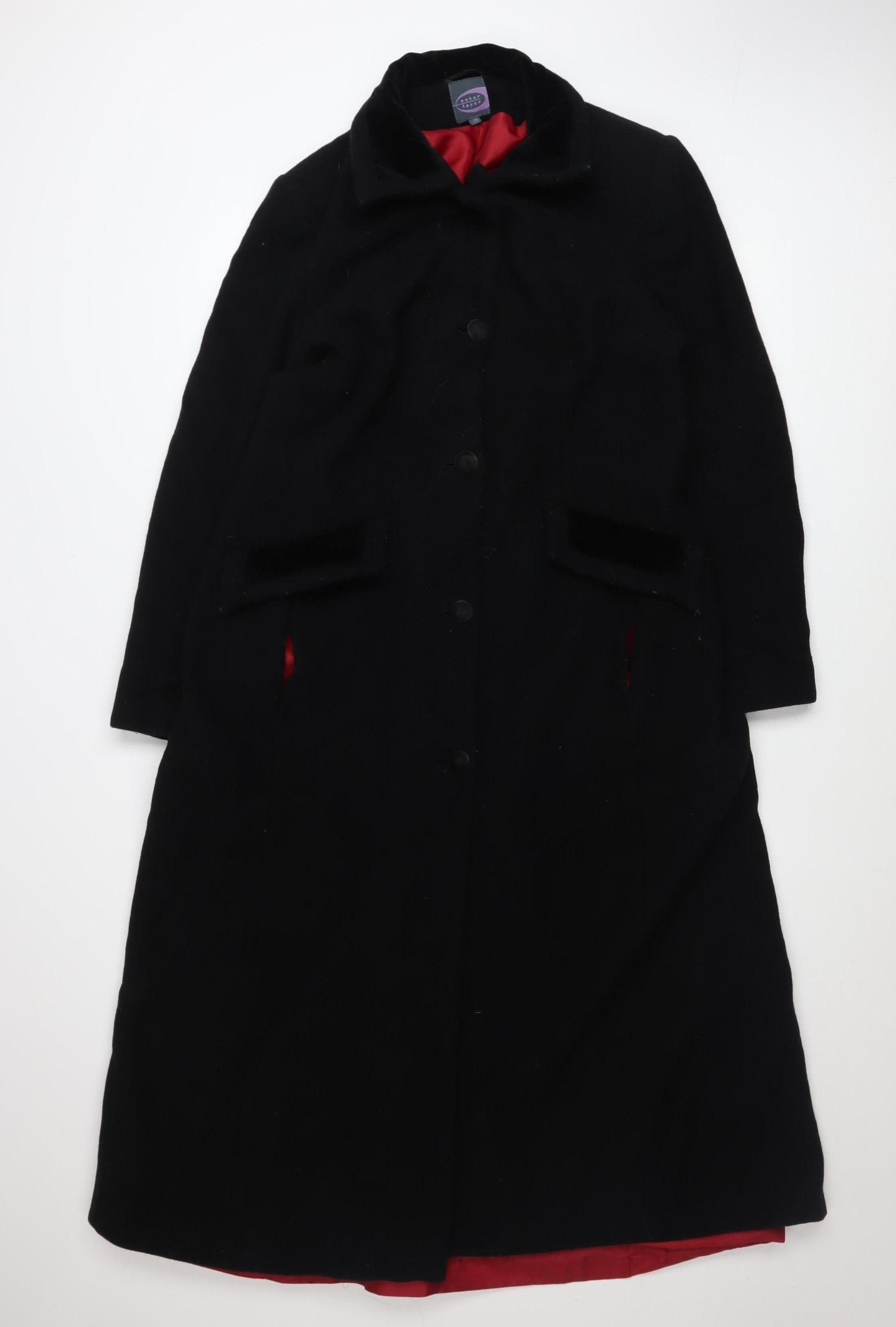 Outer Layer Women's Black Wool Cashmere Blend Long Overcoat Size 14
