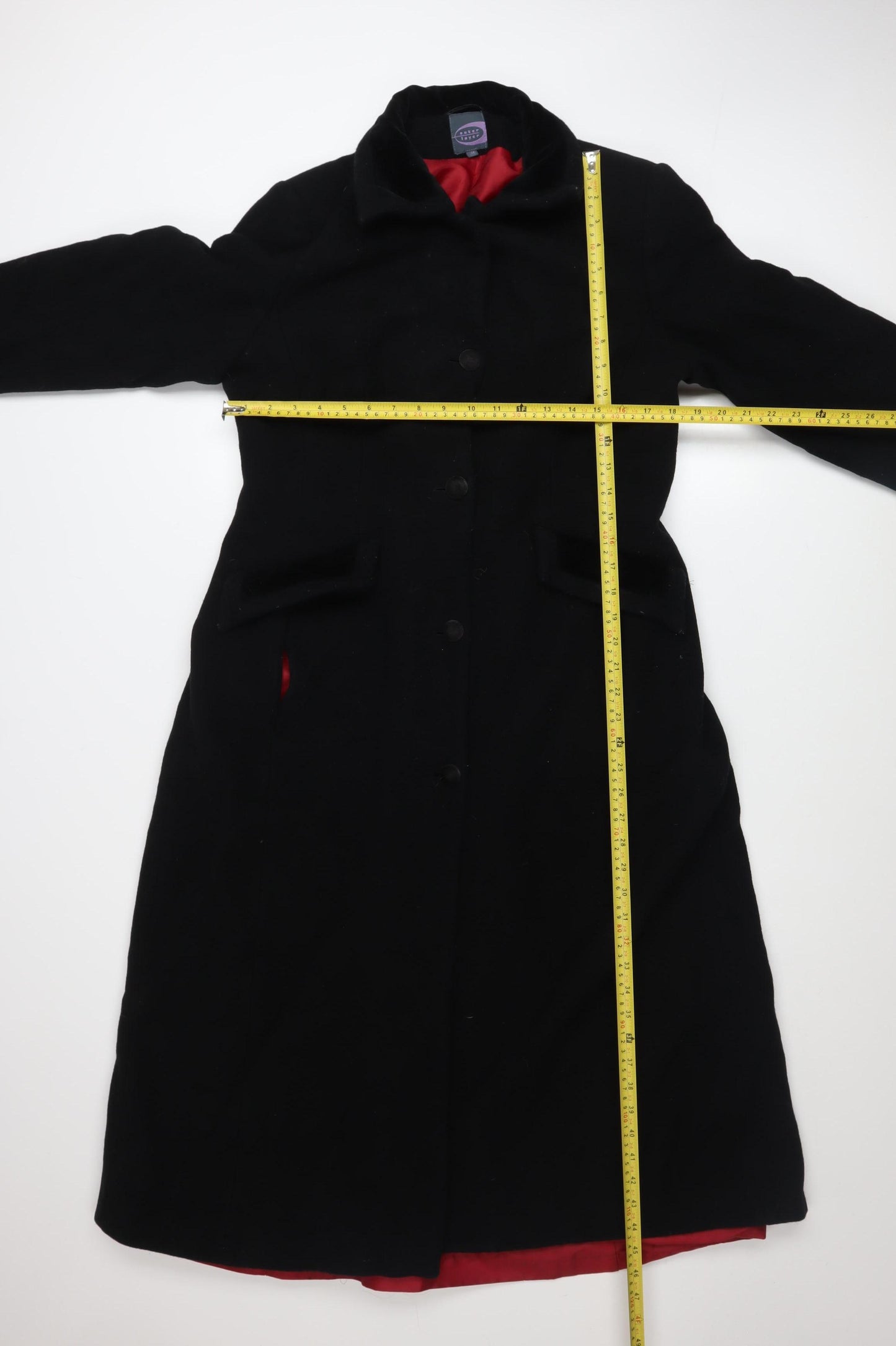 Outer Layer Women's Black Wool Cashmere Blend Long Overcoat Size 14