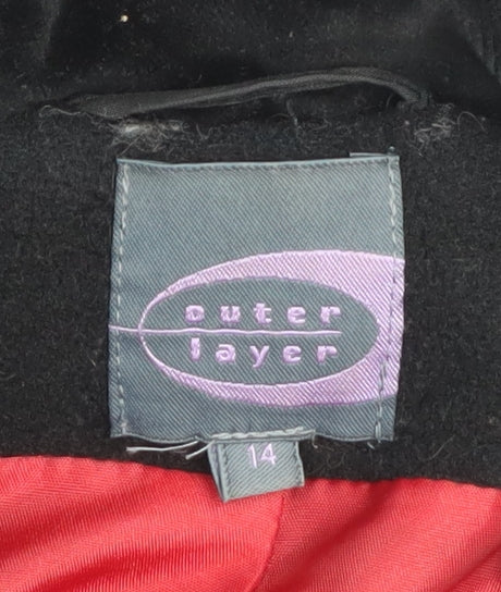 Outer Layer Women's Black Wool Cashmere Blend Long Overcoat Size 14