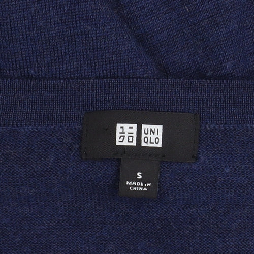 Uniqlo Men Blue Wool V-Neck Long Sleeve Pullover Jumper Size S