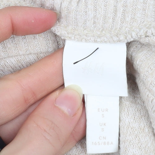 H&M Women Beige Boat Neck Pullover Sweater Size S Viscose Blend