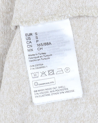 H&M Women Beige Boat Neck Pullover Sweater Size S Viscose Blend