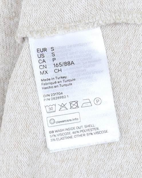 H&M Women Beige Boat Neck Pullover Sweater Size S Viscose Blend