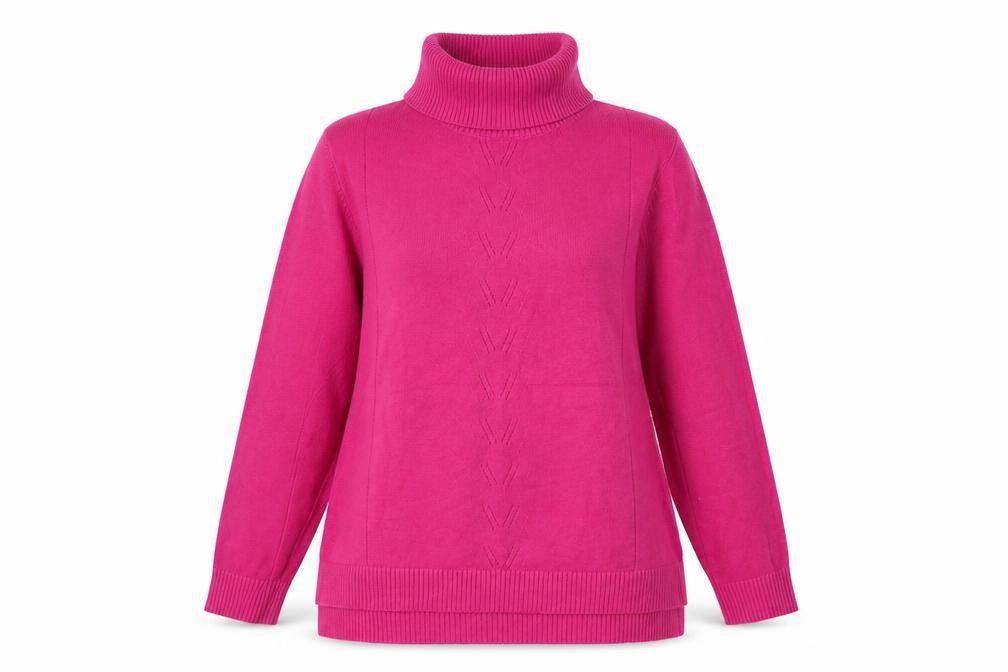 Front view of ANNY Women’s Pink Roll Neck Long Sleeve jumper L