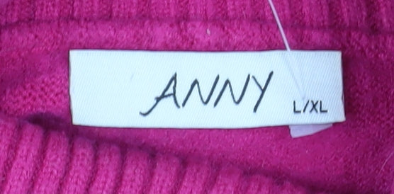 ANNY Women’s Pink Roll Neck Long Sleeve Pullover Jumper L