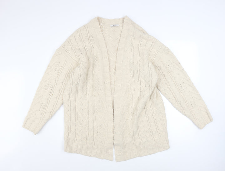 Tu Women Ivory Cable Knit Long Sleeve Open Cardigan L