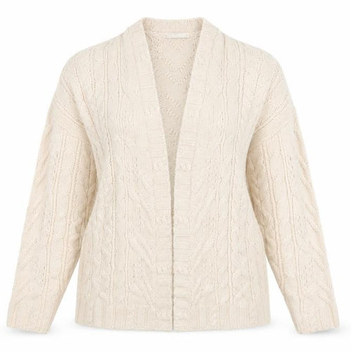 Tu Women Ivory Cable Knit Long Sleeve Open Cardigan L