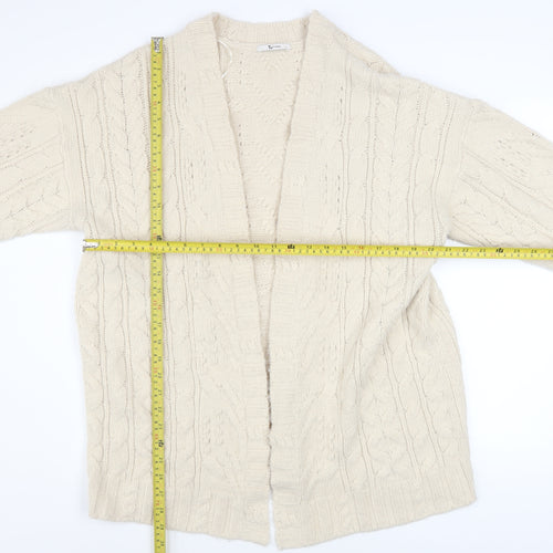 Tu Women Ivory Cable Knit Long Sleeve Open Cardigan L