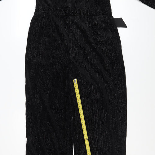 Sosandar Women's Black Velvet Shimmer Wide-Leg Jumpsuit Size 12R