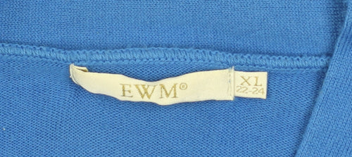 EWM Women Blue Acrylic Long Sleeve Open Cardigan XL 22-24