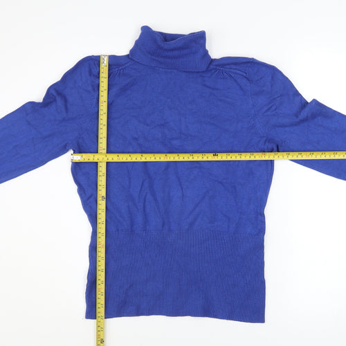 John Lewis Women Blue Roll Neck Long Sleeve Pullover Jumper Size 14