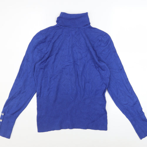 John Lewis Women Blue Roll Neck Long Sleeve Pullover Jumper Size 14
