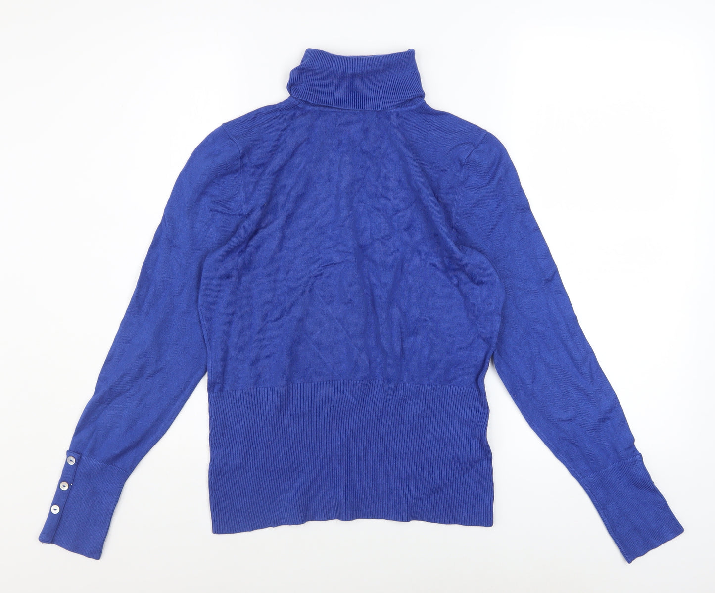 John Lewis Women Blue Roll Neck Long Sleeve Pullover Jumper Size 14