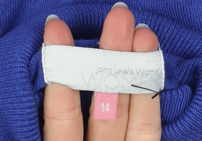 John Lewis Women Blue Roll Neck Long Sleeve Pullover Jumper Size 14